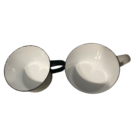 Creative Co-Op Black & White Enamel 'Hey Sugar' Coffee Cups, Set of 2 - Picture 4 of 5